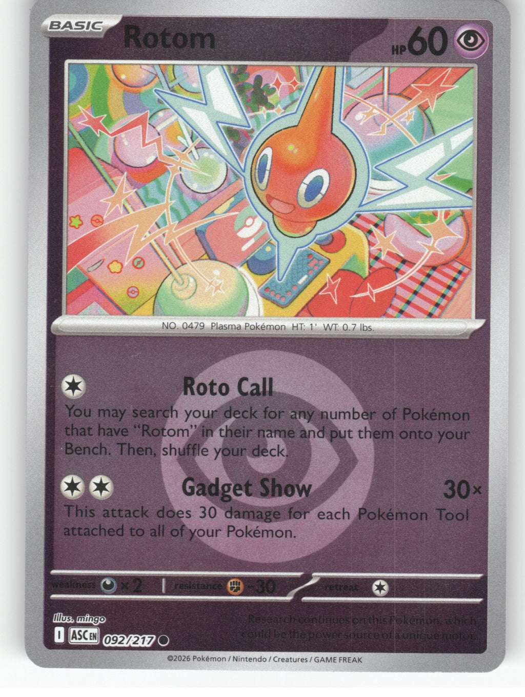 Rotom (Energy Symbol Pattern) Reverse Holo Common ME: Ascended Heroes 092/217 NM