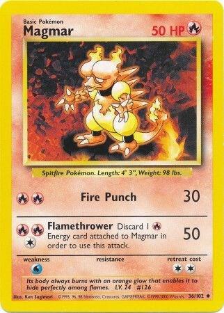 Magmar Uncommon Base Set 036/102 LP