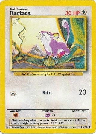 Rattata Common Base Set 061/102 NM