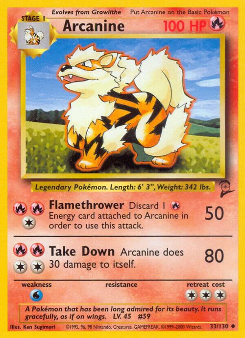 Arcanine Uncommon Base Set 2 033/130 NM