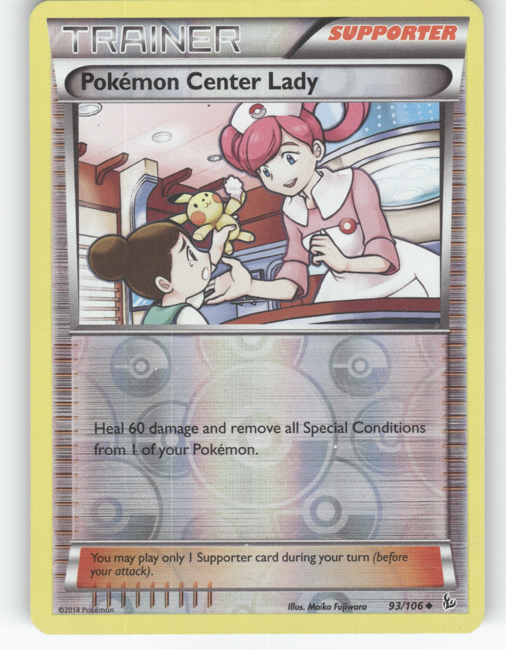 Pokemon Center Lady Reverse Holo Uncommon XY - Flashfire 93/106 NM