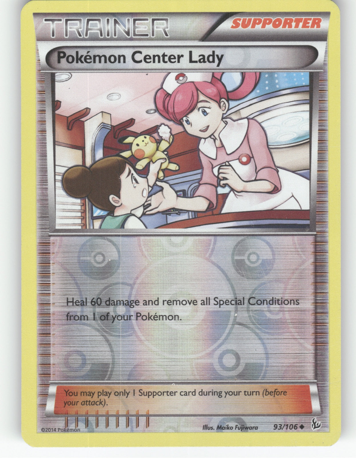 Pokemon Center Lady Reverse Holo Uncommon XY - Flashfire 93/106 NM