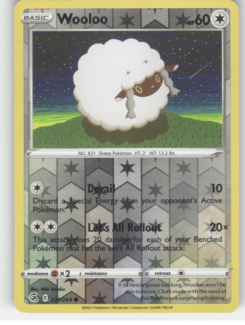 Wooloo (221) Reverse Holo Common SWSH08: Fusion Strike 221/264 NM