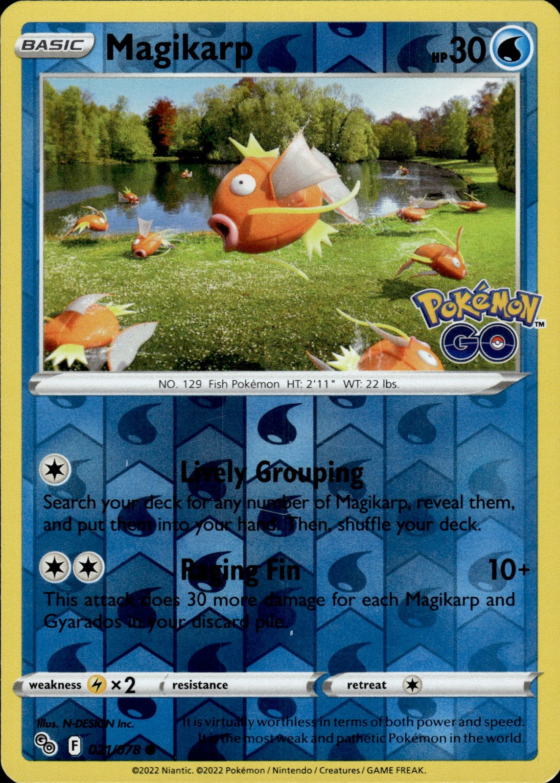 Magikarp Reverse Holo Common Pokemon GO 021/078 NM