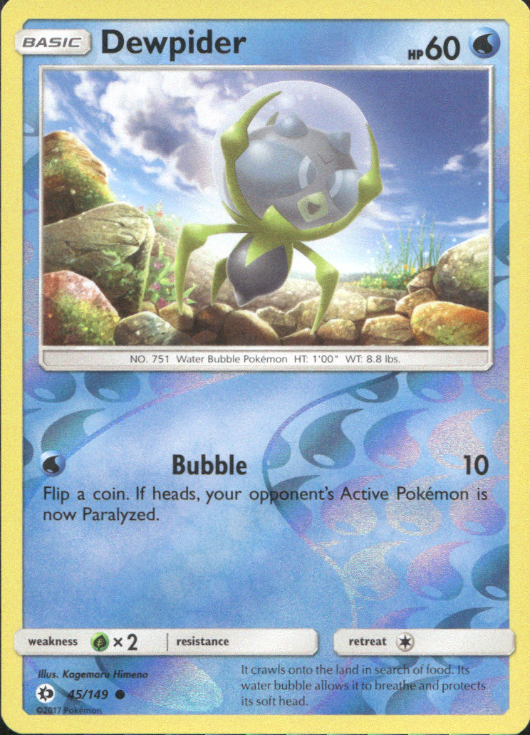 Dewpider Reverse Holo Common SM Base Set 45/149 NM