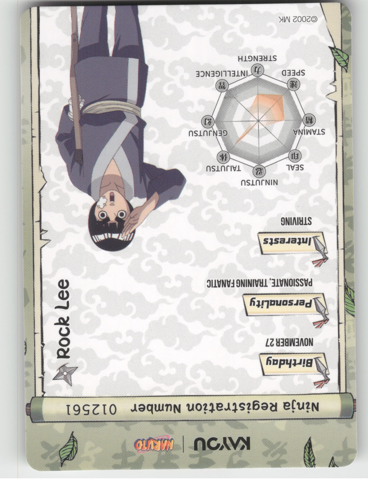 Rock Lee Base SR Earth Scroll Series 1 012L2 NM back