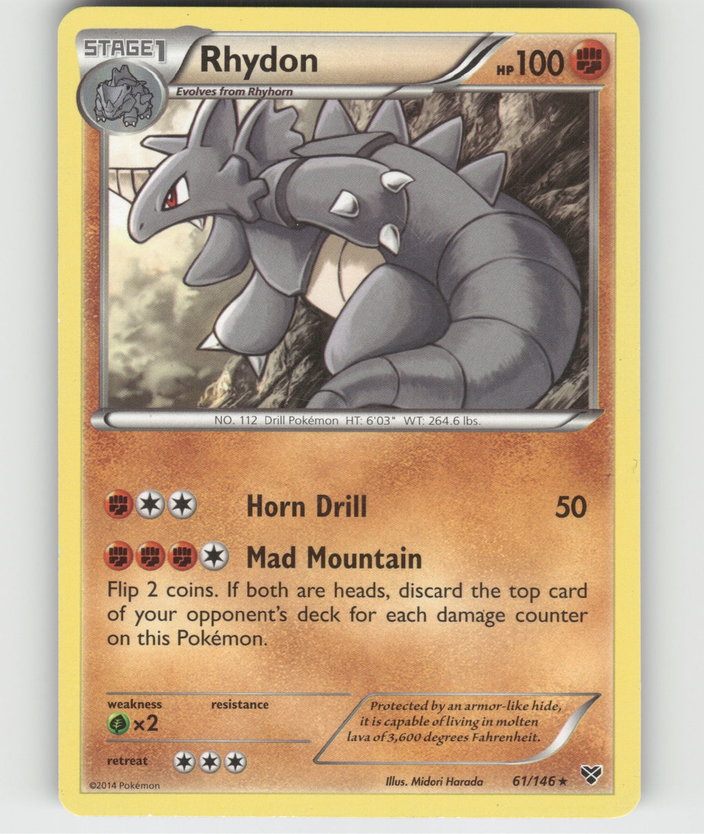 Rhydon Rare XY Base Set 61/146 LP