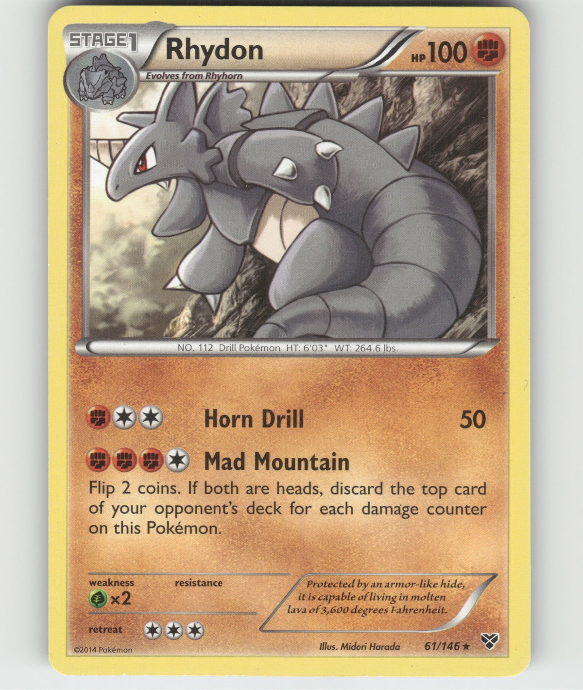 Rhydon Rare XY Base Set 61/146 LP