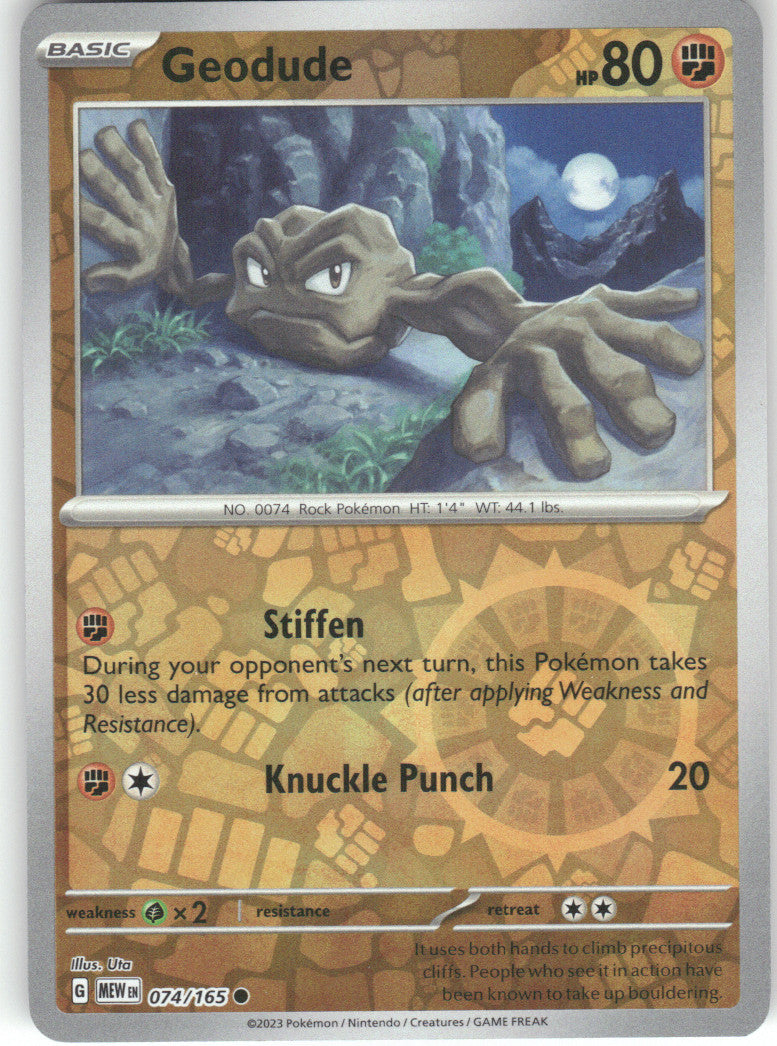 Geodude Reverse Holo Common SV: Scarlet & Violet 151 074/165 NM