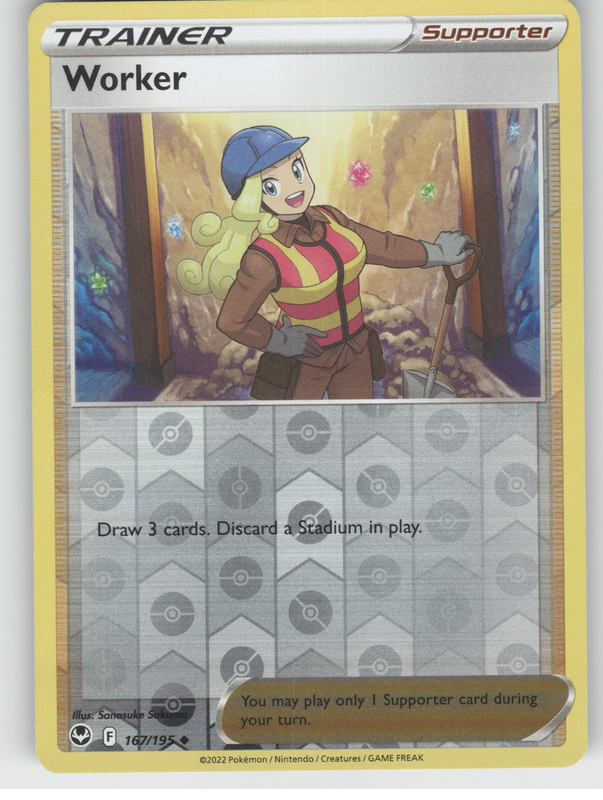 Worker Reverse Holo Uncommon SWSH12: Silver Tempest 167/195 NM