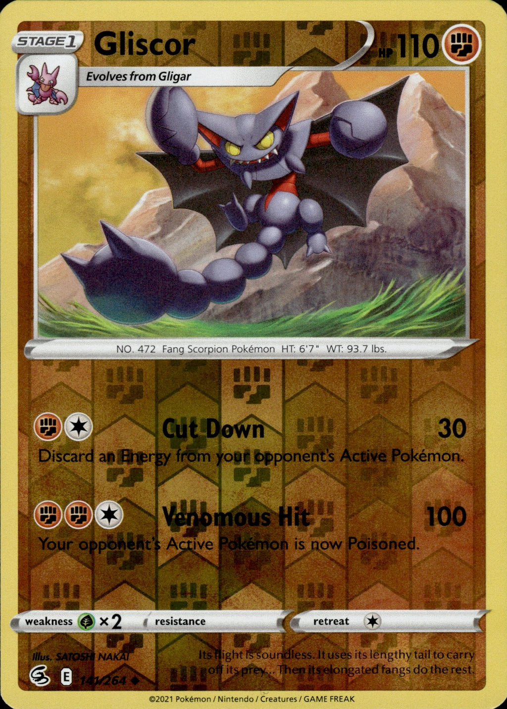 Gliscor Reverse Holo Uncommon SWSH08: Fusion Strike 141/264 NM
