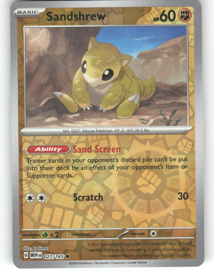 Sandslash Reverse Holo Uncommon SV: Scarlet & Violet 151 028/165 NM