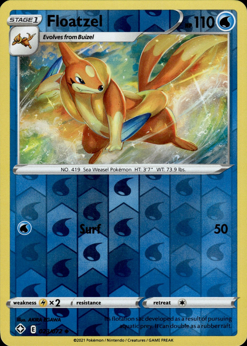 Floatzel Reverse Holo Uncommon Shining Fates 023/072 NM