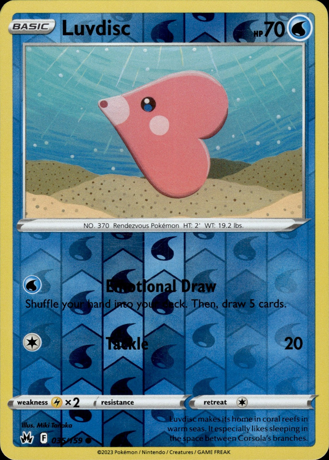 Luvdisc Reverse Holo Common SWSH: Crown Zenith 035/159 NM