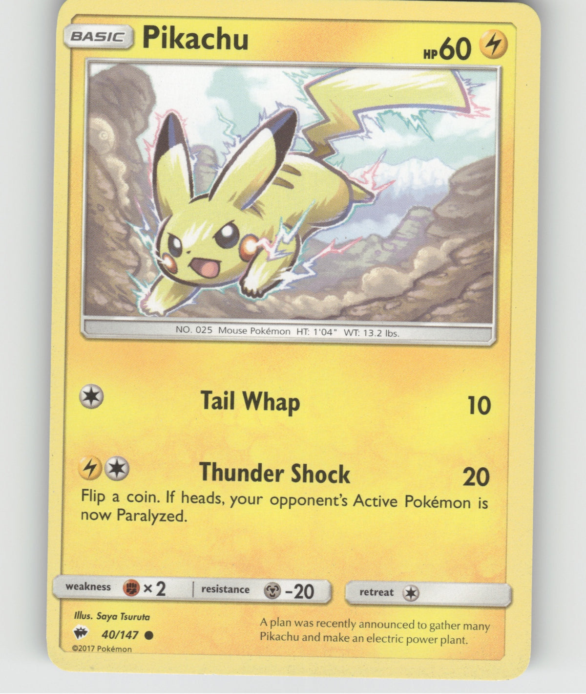 Pikachu Common SM - Burning Shadows 40/147 NM