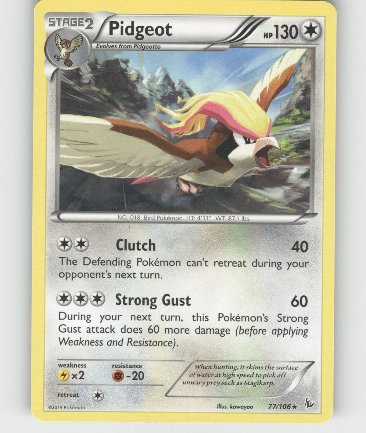 Pidgeot Rare XY - Flashfire 77/106 NM