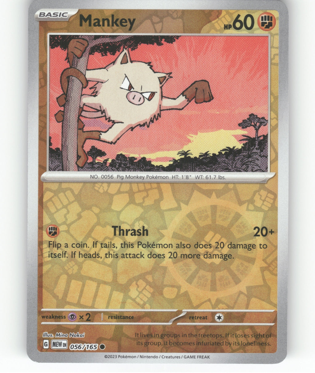 Mankey Reverse Holo Common SV: Scarlet & Violet 151 056/165 NM