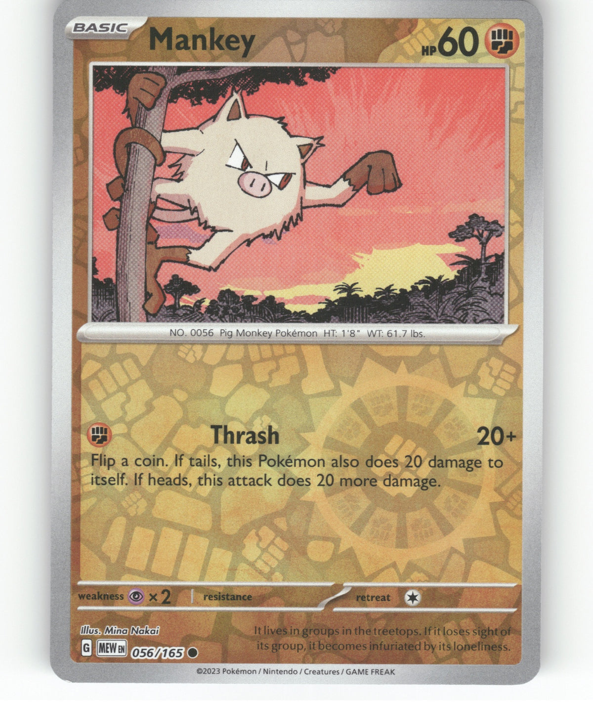 Mankey Reverse Holo Common SV: Scarlet & Violet 151 056/165 NM