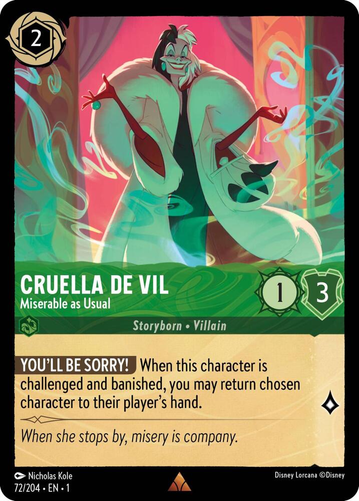 Cruella De Vil - Miserable as Usual Rare The First Chapter 72/204 NM