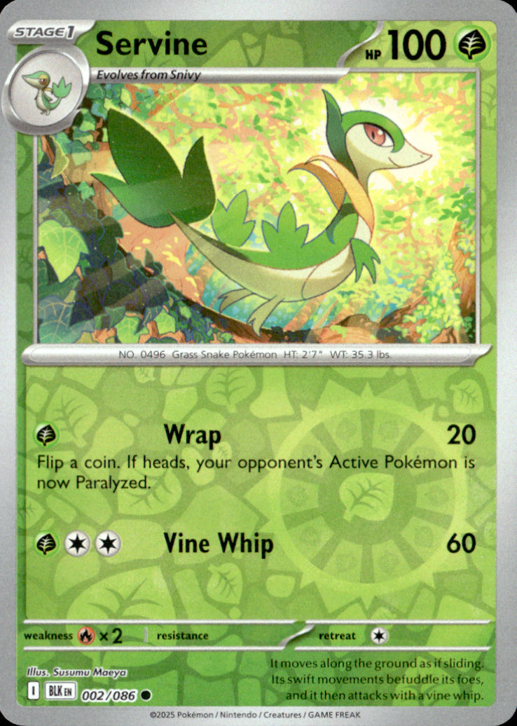 Servine Reverse Holo Common SV: Black Bolt 002/086 NM