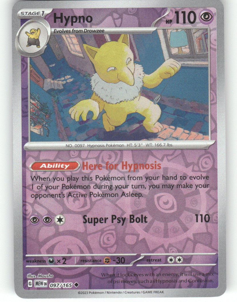 Hypno Reverse Holo Uncommon SV: Scarlet & Violet 151 097/165 NM