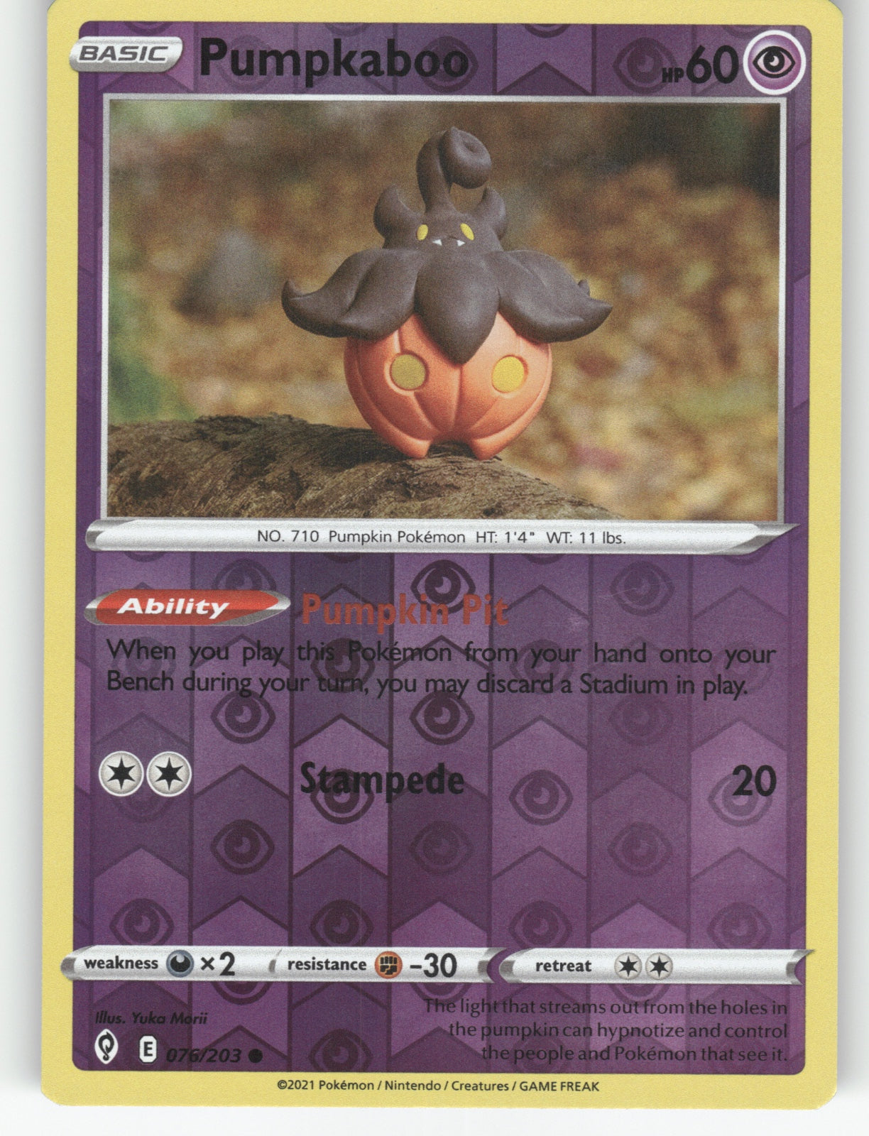 Pumpkaboo Reverse Holo Common SWSH07: Evolving Skies 076/203 NM
