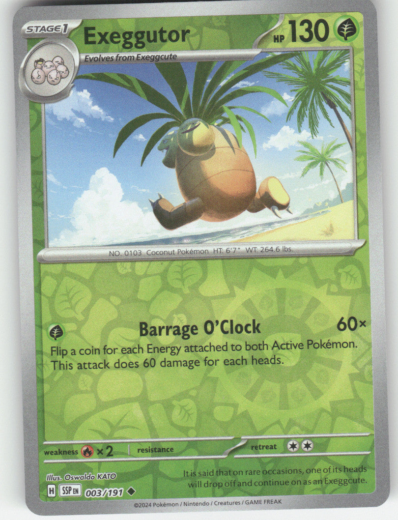 Exeggutor Reverse Holo Uncommon SV08: Surging Sparks 003/191 NM