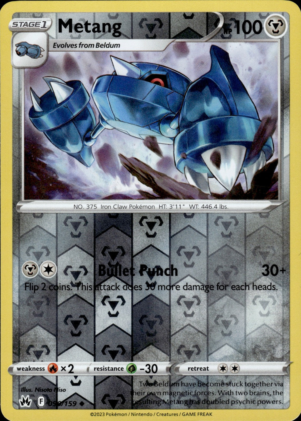 Metang Reverse Holo Uncommon SWSH: Crown Zenith 090/159 NM