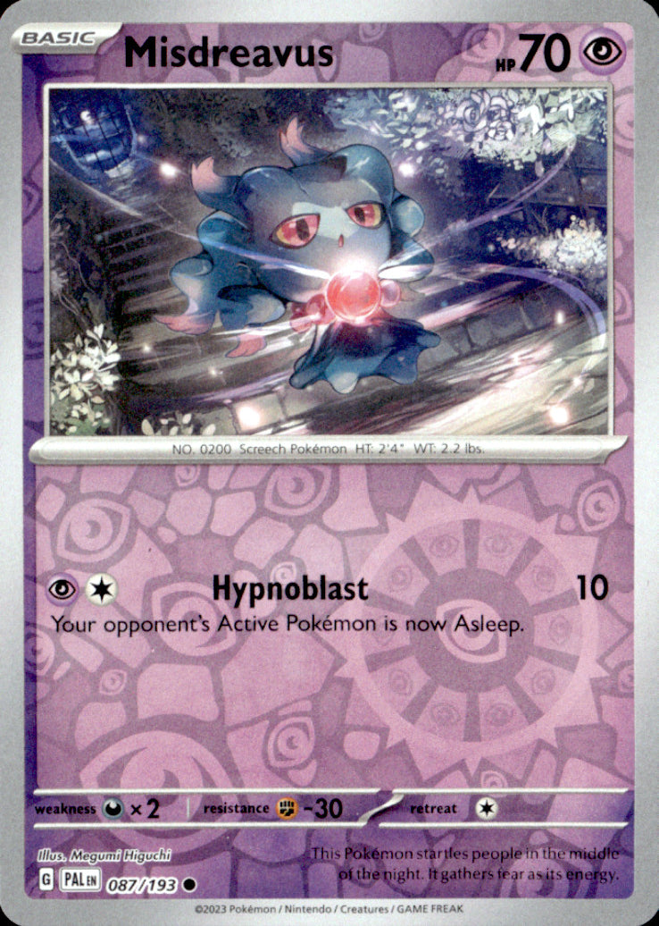 Misdreavus Reverse Holo Common SV02: Paldea Evolved 087/193 NM