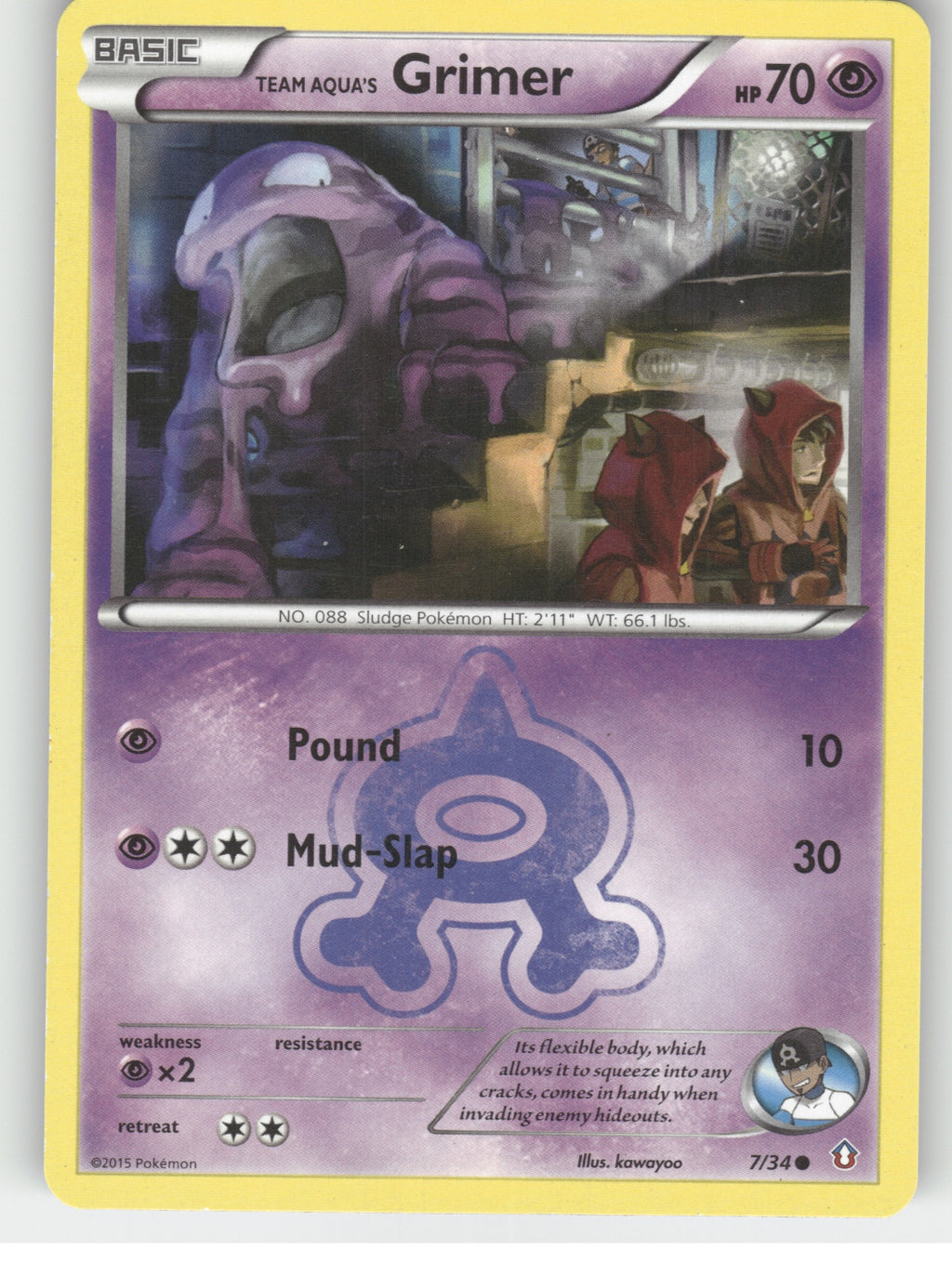 Team Aqua's Grimer Common Double Crisis 7/34 NM