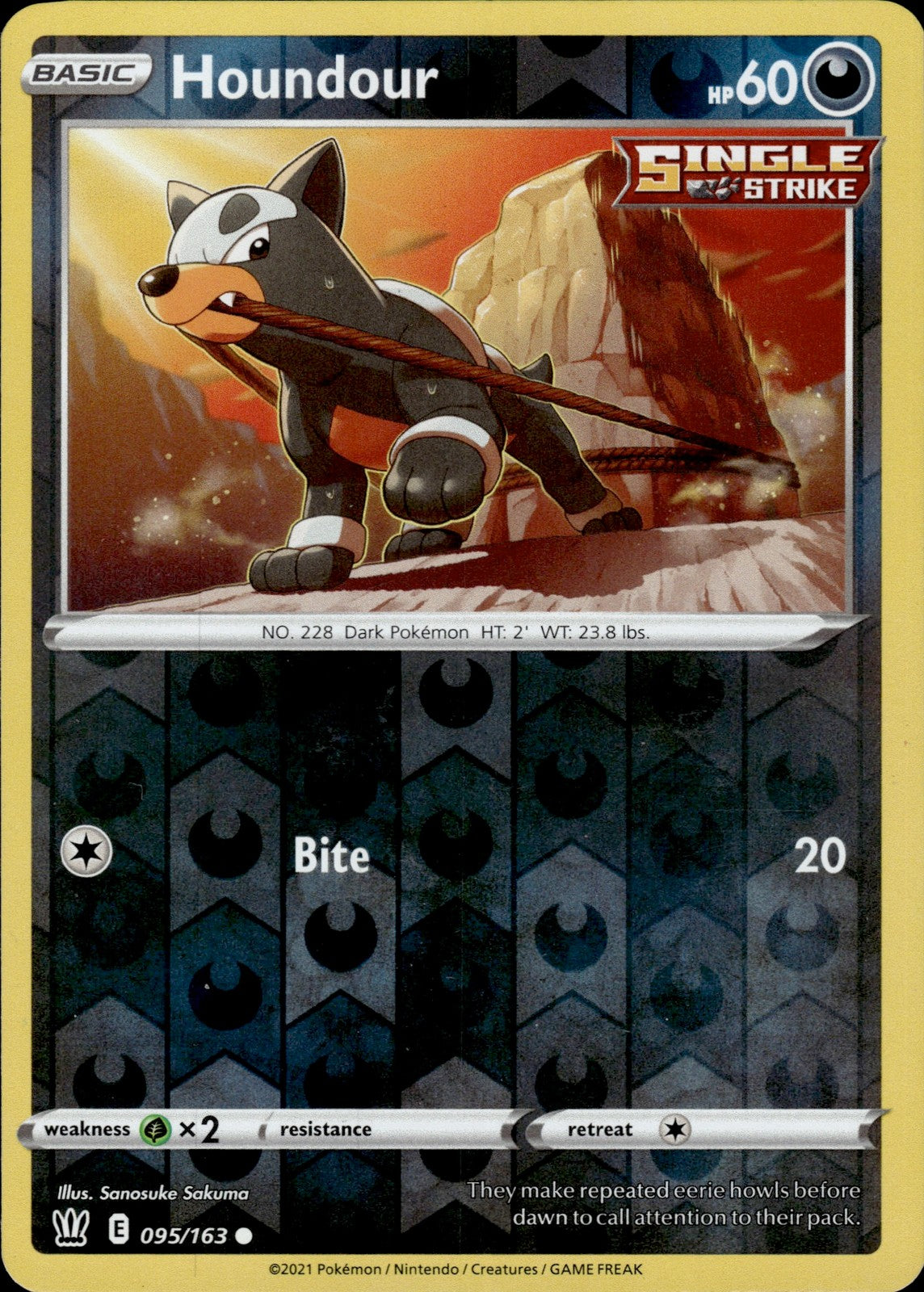 Houndour Reverse Holo Common SWSH05: Battle Styles 095/163 NM