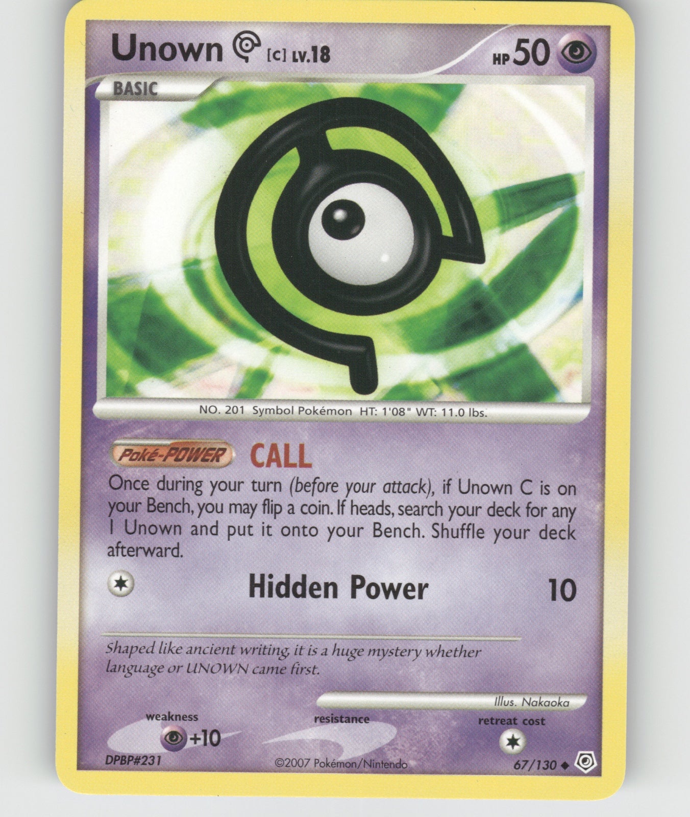 Unown [C] Uncommon Diamond and Pearl 67/130 NM