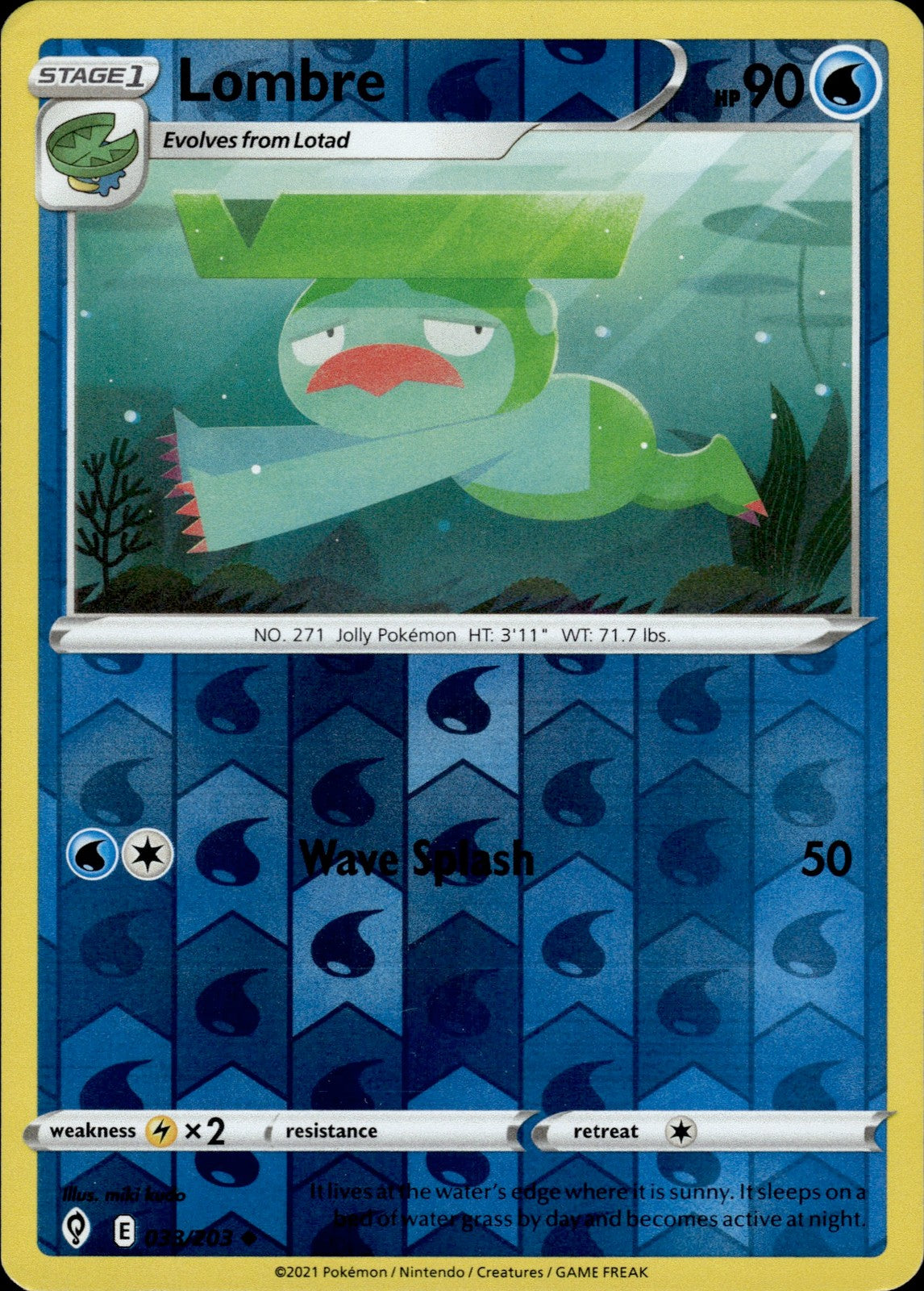 Lombre Reverse Holo Uncommon SWSH07: Evolving Skies 033/203 NM