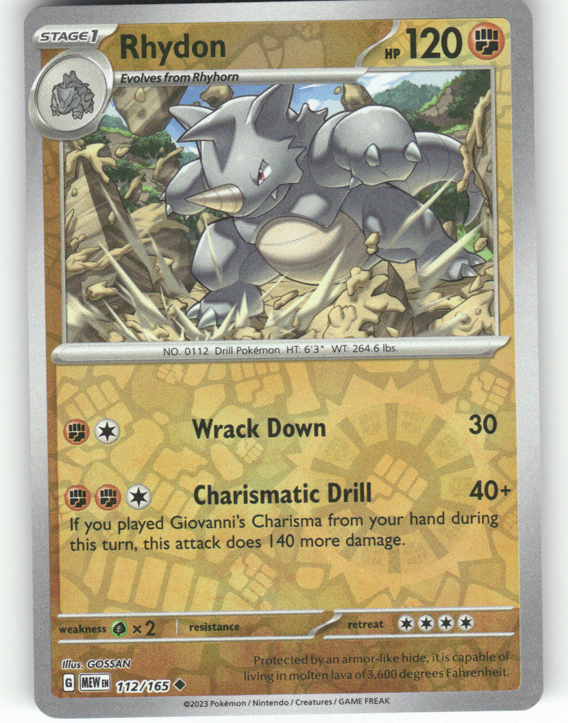 Rhydon Reverse Holo Uncommon SV: Scarlet & Violet 151 112/165 NM