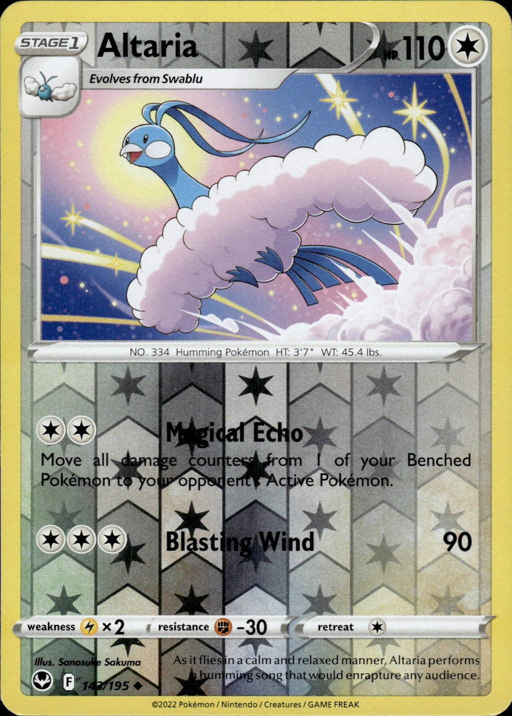 Altaria Reverse Holo Uncommon SWSH12: Silver Tempest 143/195 NM
