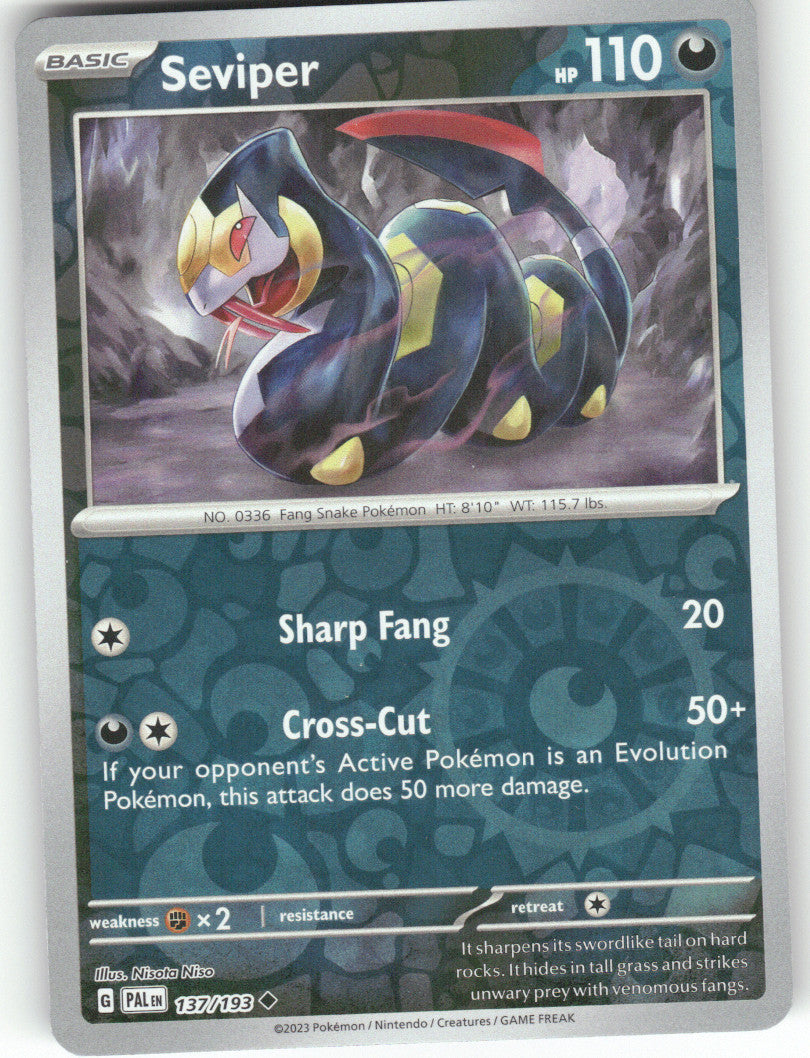 Seviper Reverse Holo Uncommon SV02: Paldea Evolved 137/193 NM