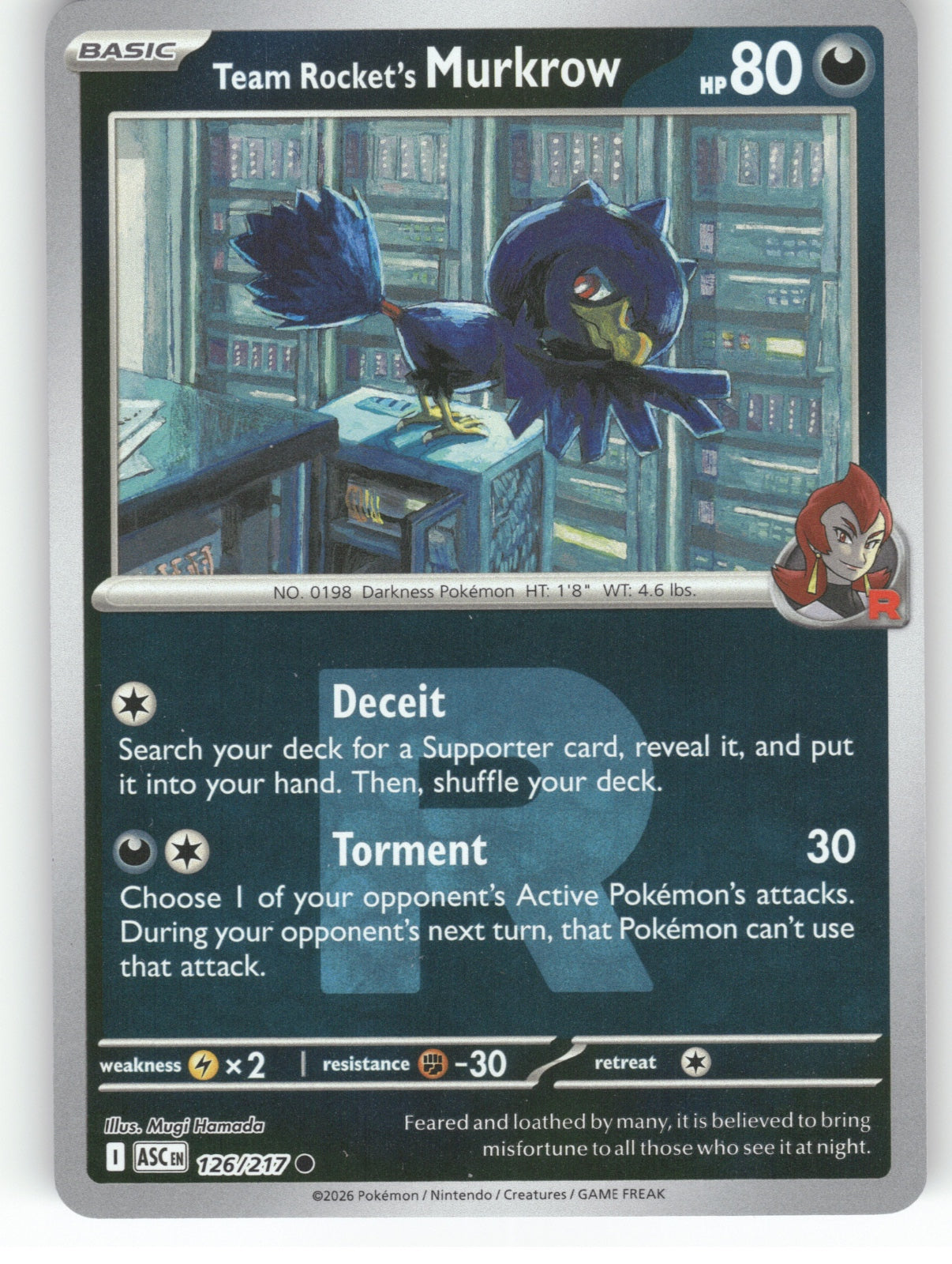 Team Rocket's Murkrow (Team Rocket) Reverse Holo Common ME: Ascended Heroes 126/217 NM