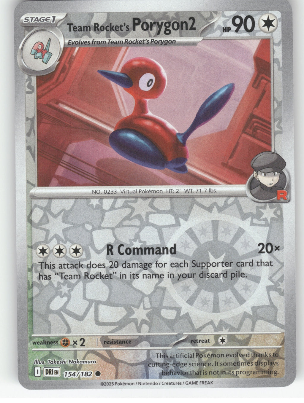 Team Rocket's Porygon2 Reverse Holo Common SV10: Destined Rivals 154/182 NM