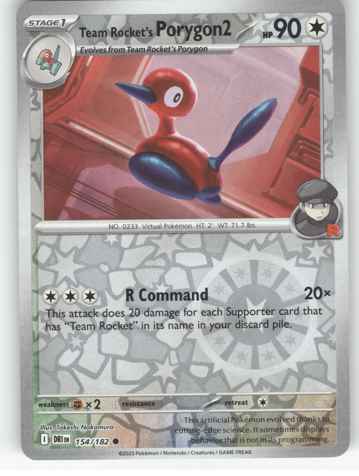 Team Rocket's Porygon2 Reverse Holo Common SV10: Destined Rivals 154/182 NM