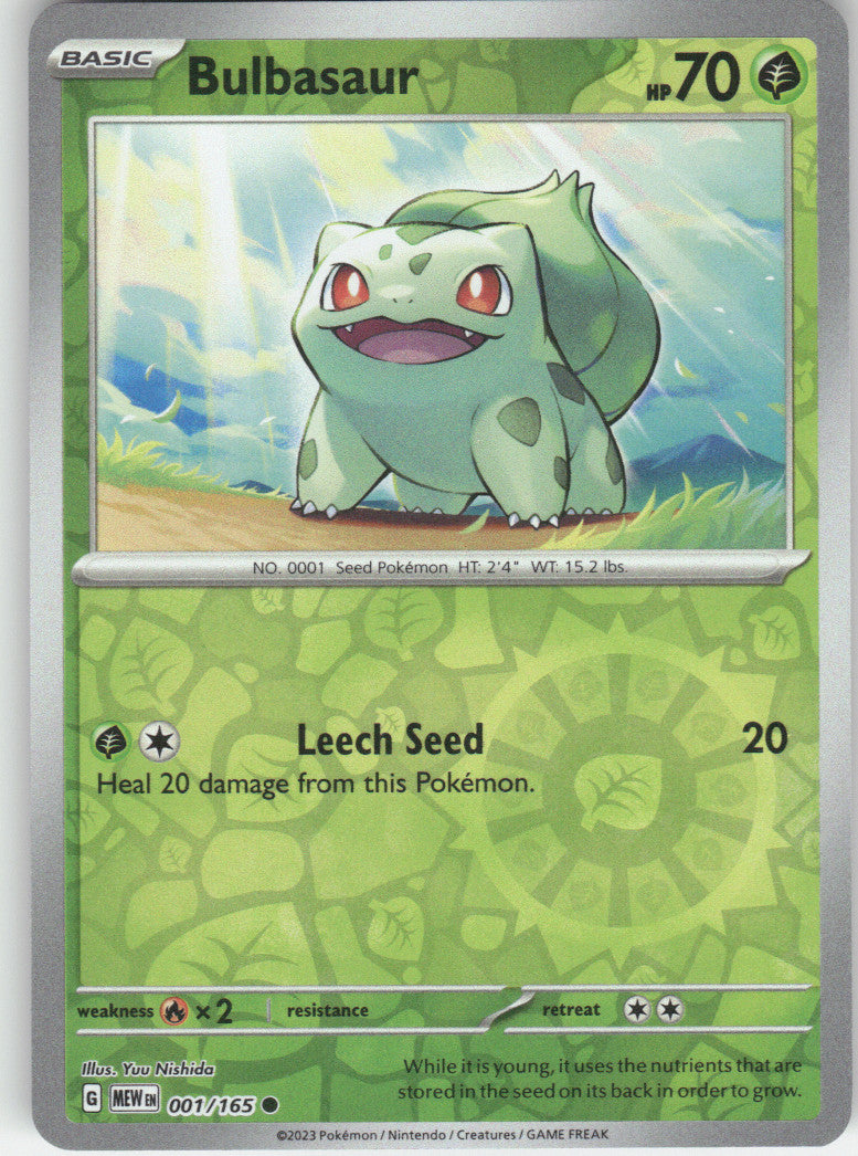 Bulbasaur Reverse Holo Common SV: Scarlet & Violet 151 001/165 NM