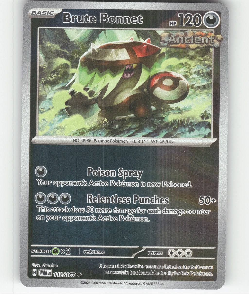 Brute Bonnet Uncommon SV06: Twilight Masquerade 118/167 NM