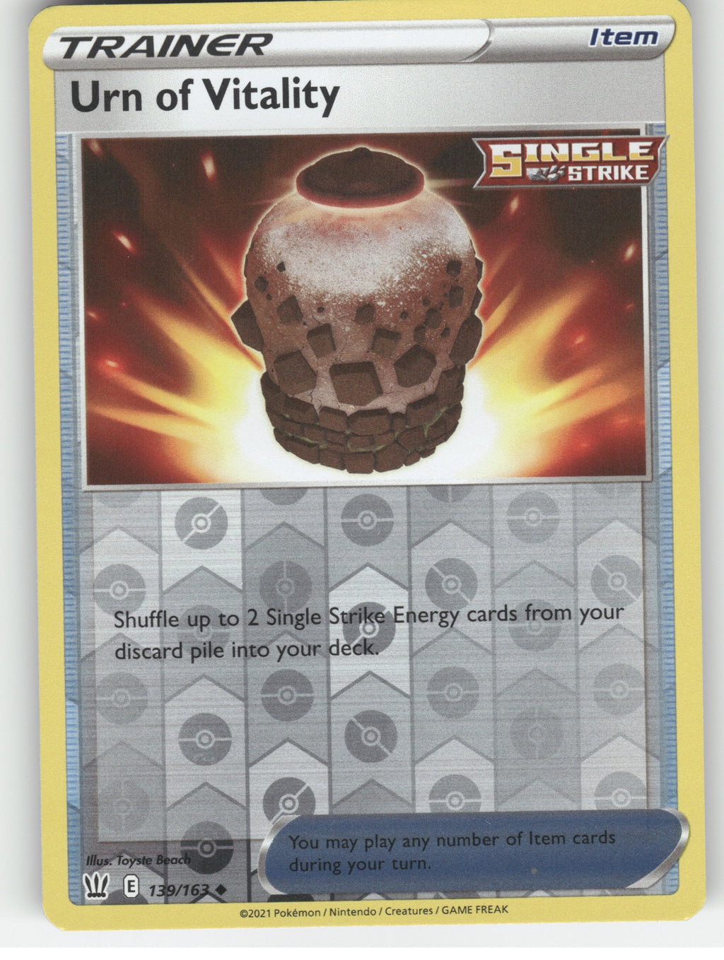 Urn of Vitality Reverse Holo Uncommon SWSH05: Battle Styles 139/163 NM