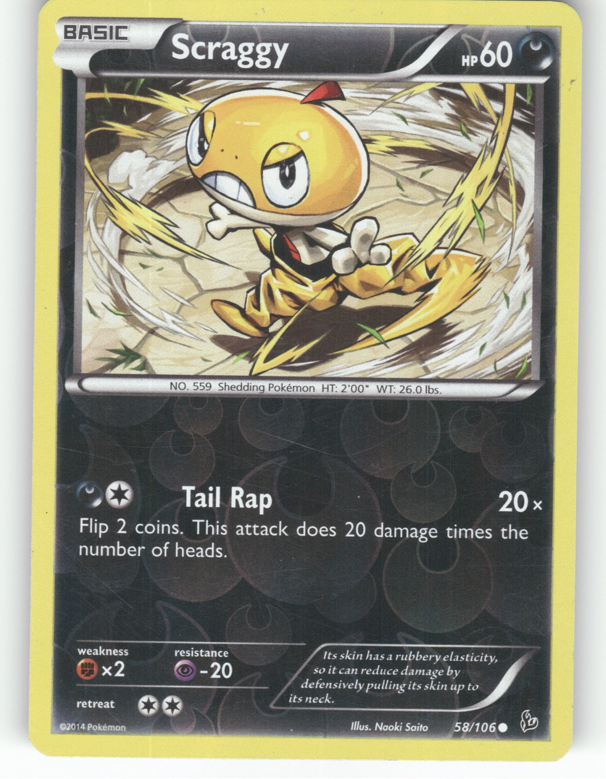 Scraggy Reverse Holo Common XY - Flashfire 58/106 NM