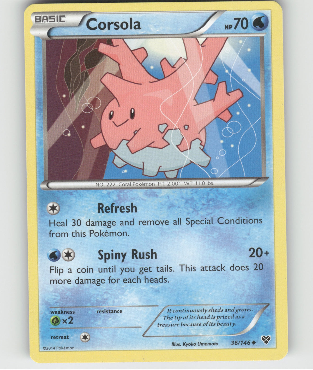Corsola Uncommon XY Base Set 36/146 LP