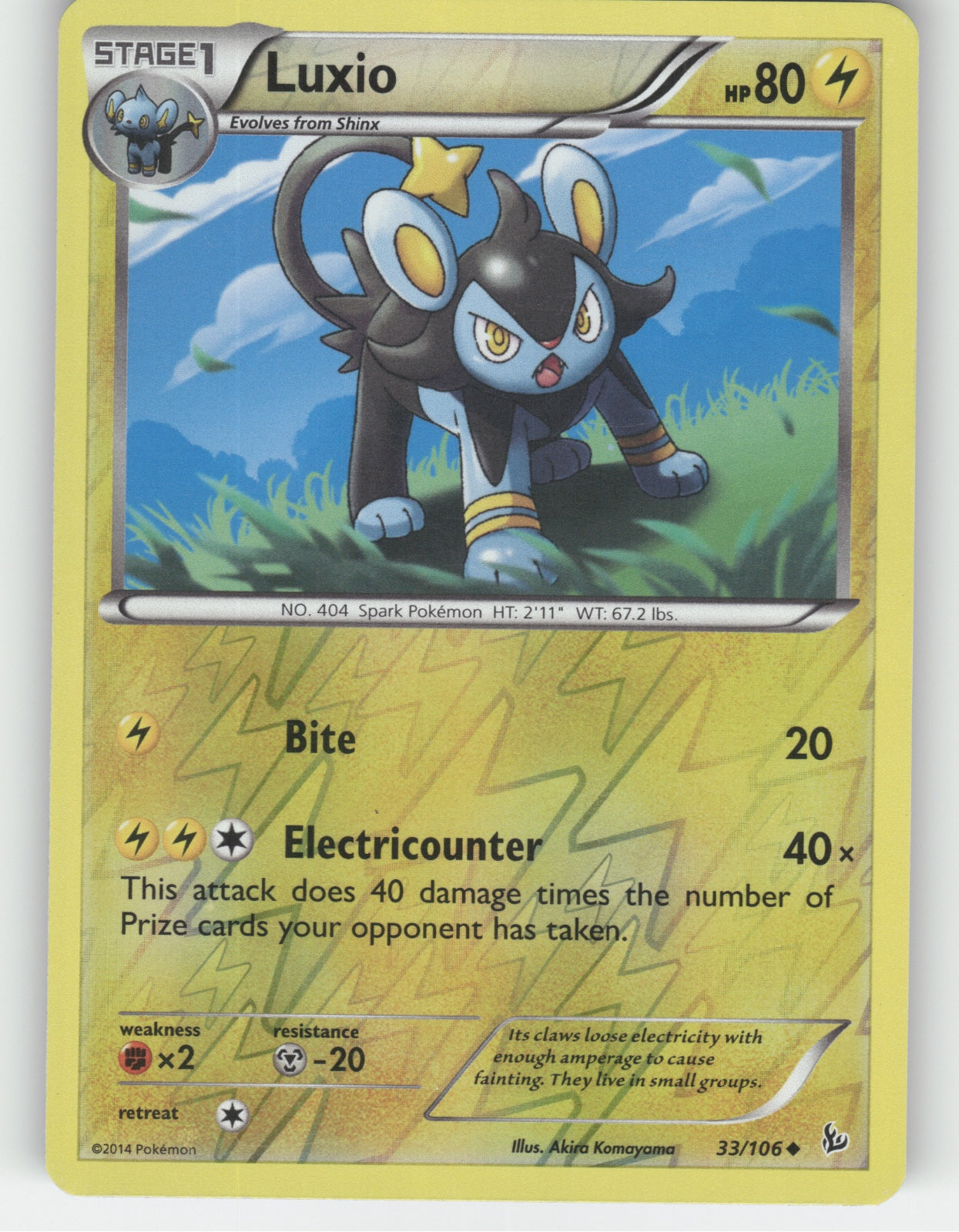 Luxio Reverse Holo Uncommon XY - Flashfire 33/106 NM