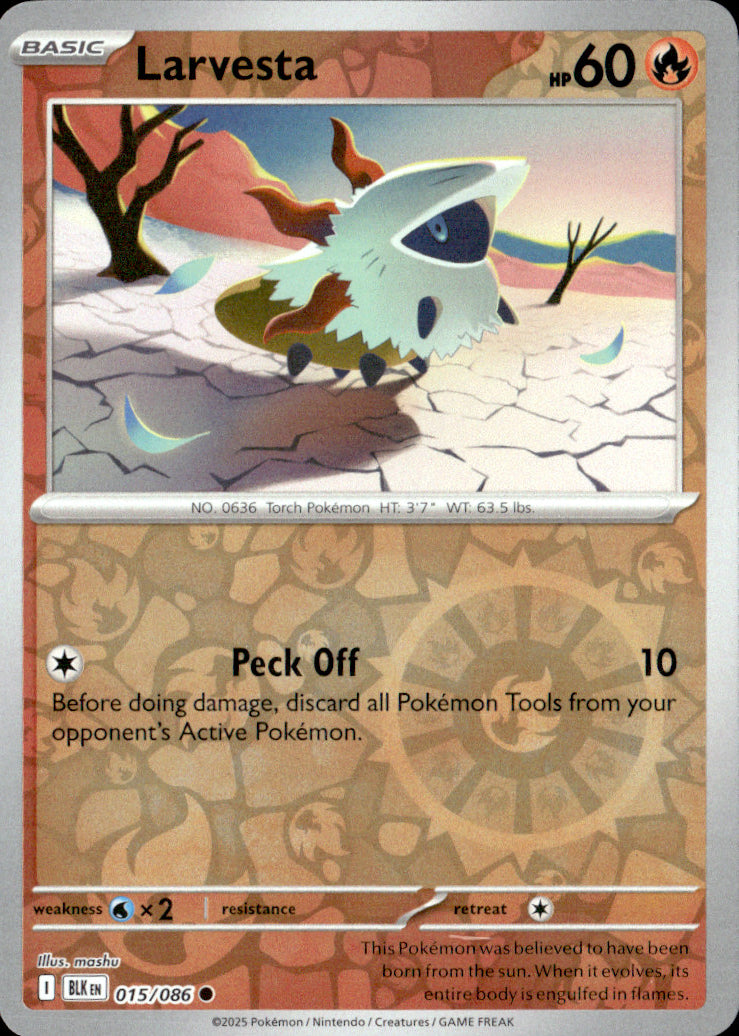 Larvesta Reverse Holo Common SV: Black Bolt 015/086 NM