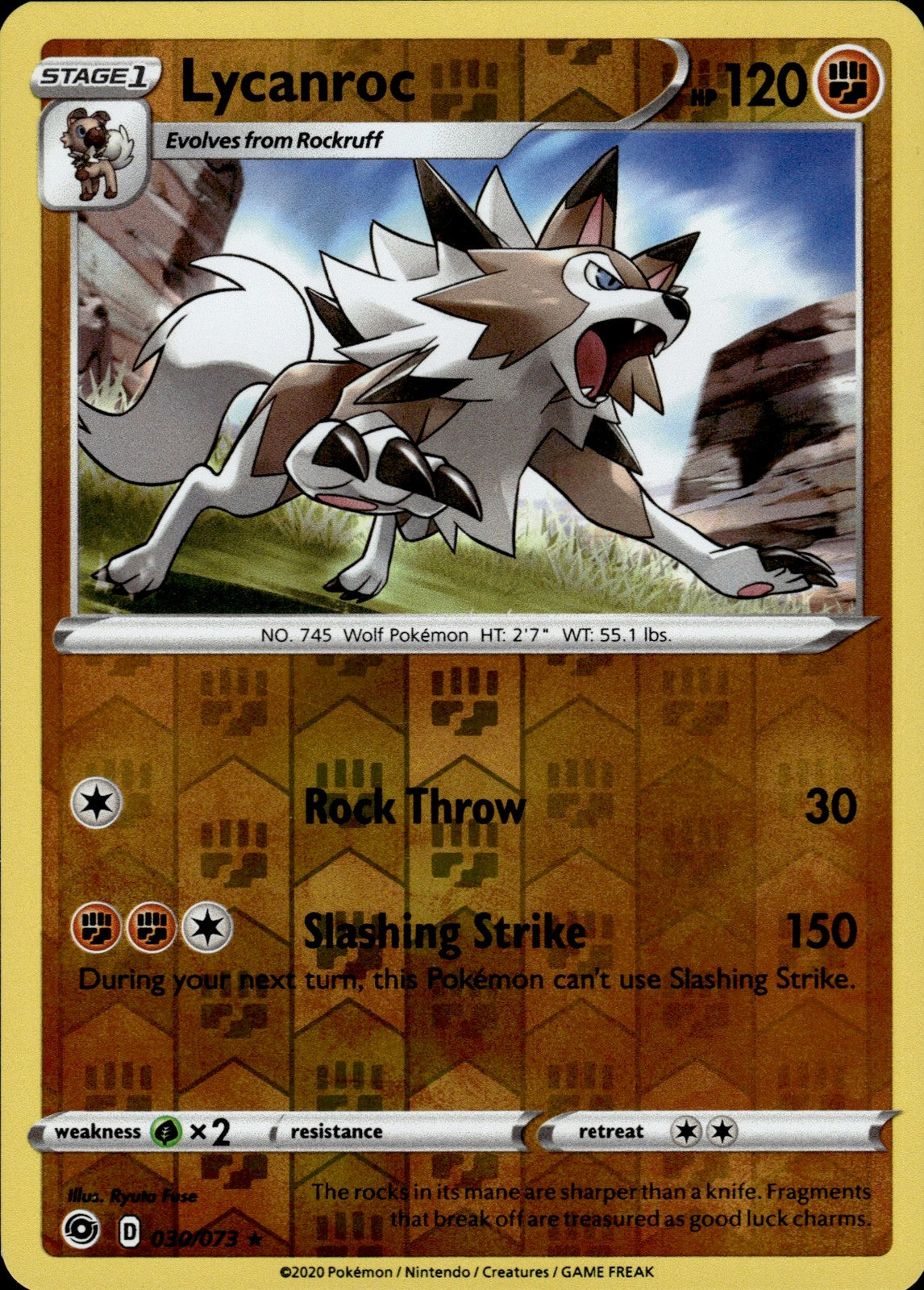 Lycanroc Reverse Holo Holo Rare Champion's Path 30/73 NM