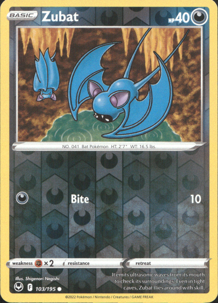 Zubat Reverse Holo Common SWSH12: Silver Tempest 103/195 NM