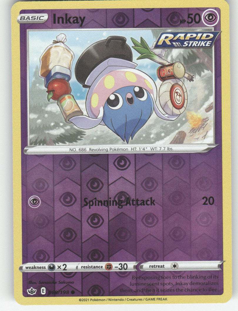 Inkay Reverse Holo Common SWSH06: Chilling Reign 069/198 NM