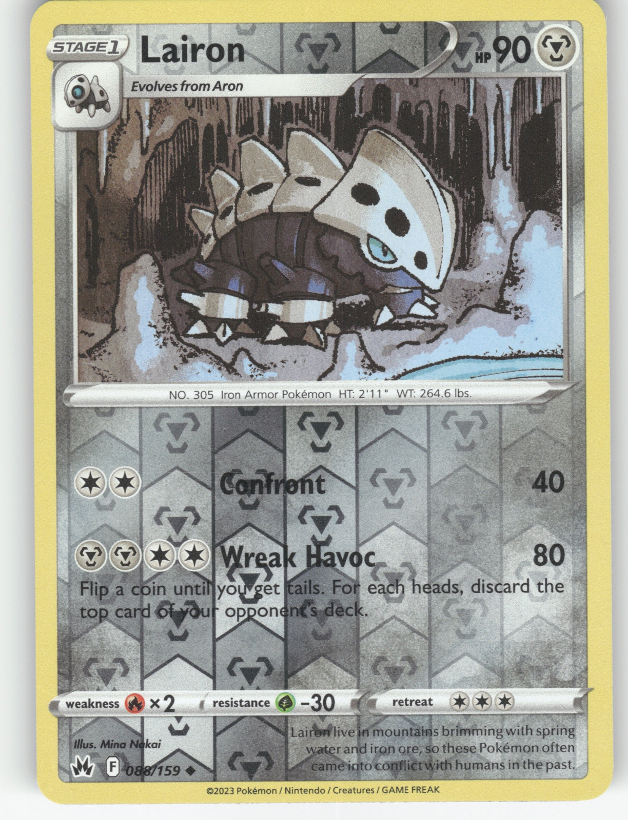 Lairon Reverse Holo Uncommon SWSH06: Chilling Reign 110/198 NM